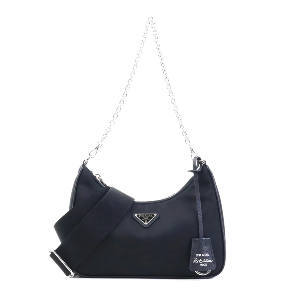 Prada PRADA Shoulder Bag Re-Edition 2005 Nylon Black Silver Women's e62304a